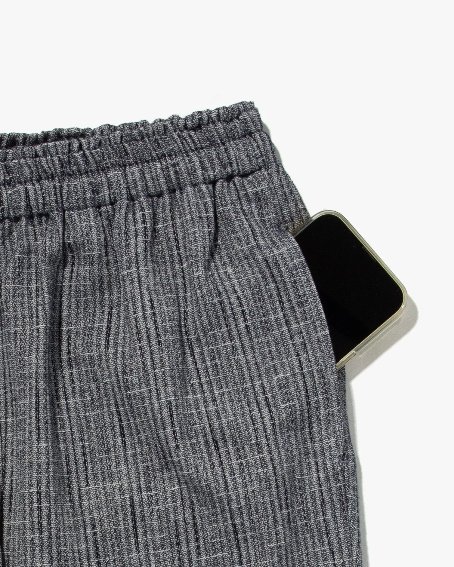 Kiriko x TOK, Cropped Drawstring Pants, Grey Nashiji Shima