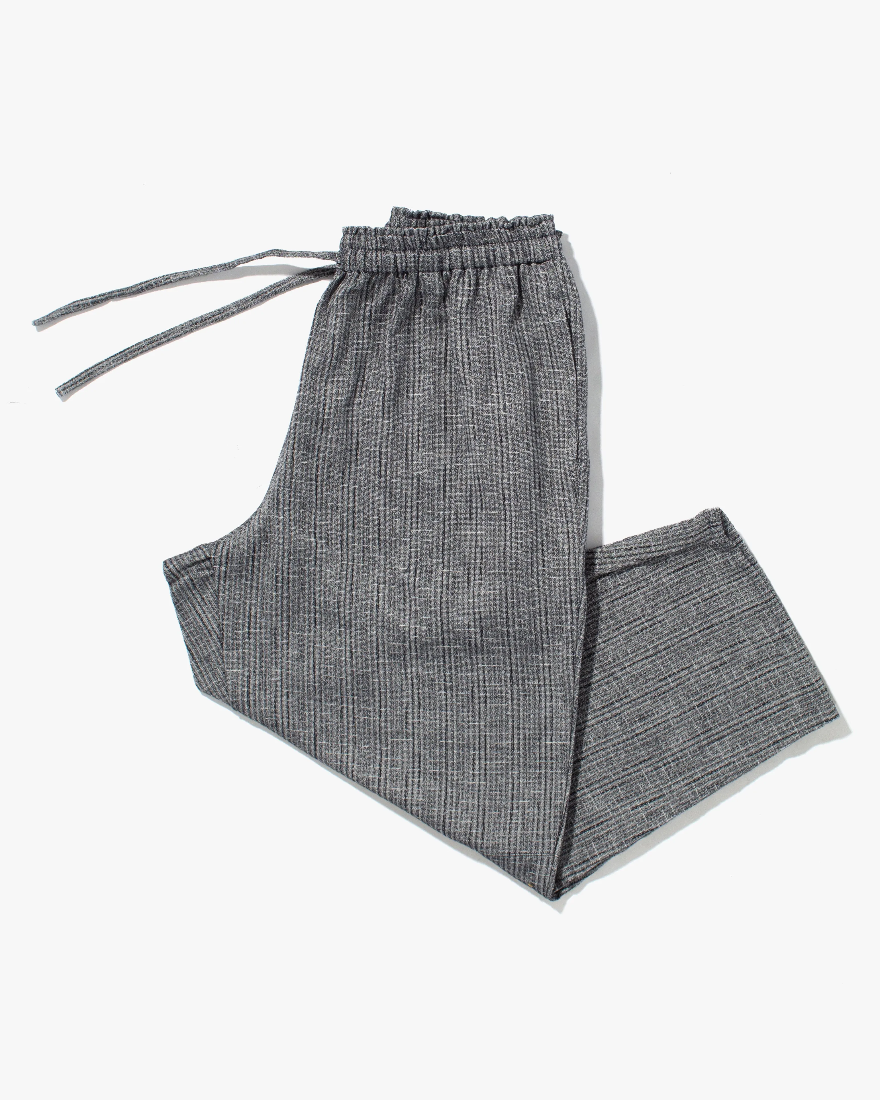 Kiriko x TOK, Cropped Drawstring Pants, Grey Nashiji Shima