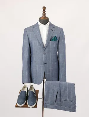 Leonel Blue Set Blazer Linen Suit