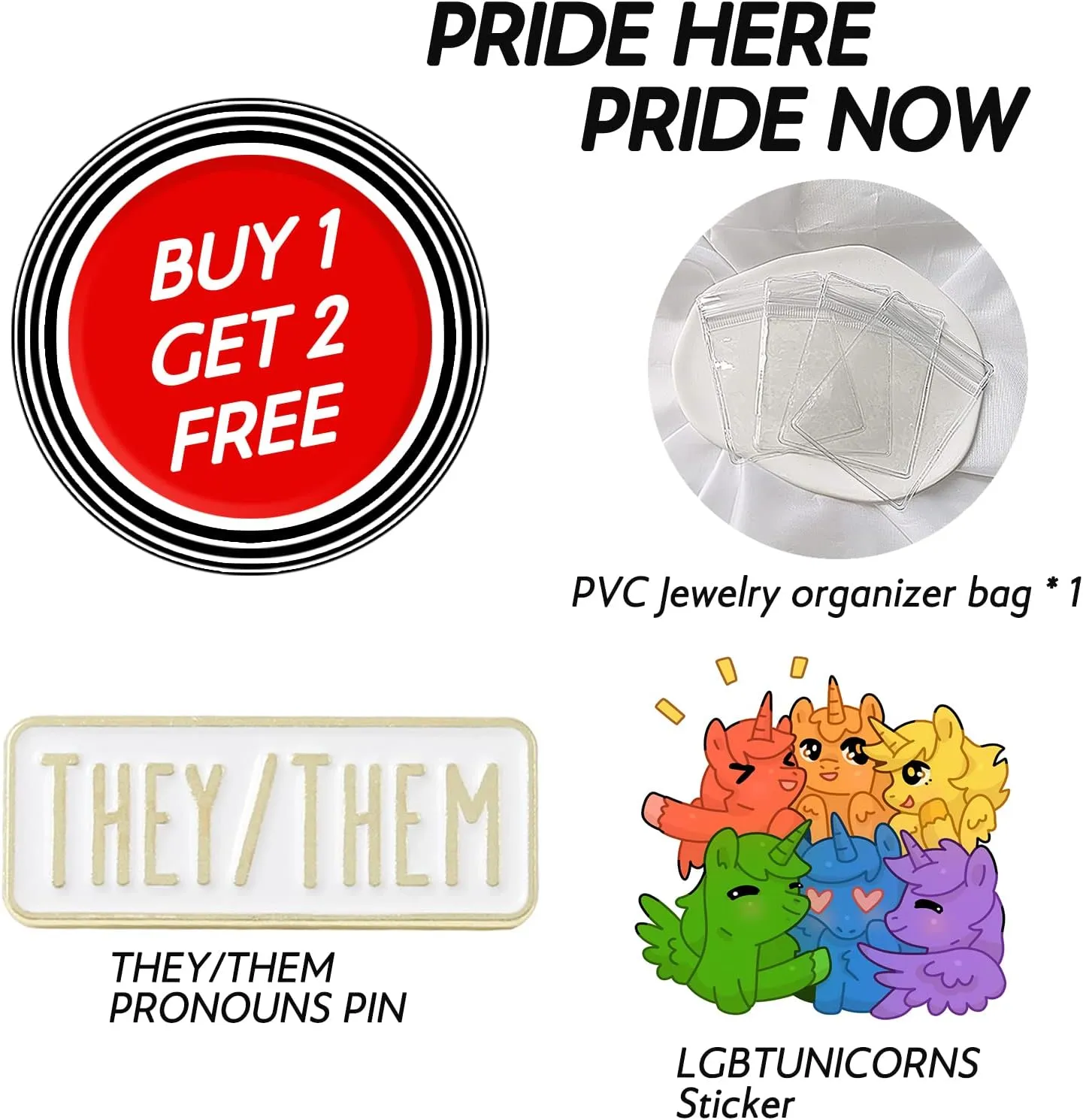 LGBTQ Pronouns Pin - Lgbtq Pins For Pride Parade, Daily Wear(Free 1pc Pride Sticker Included)