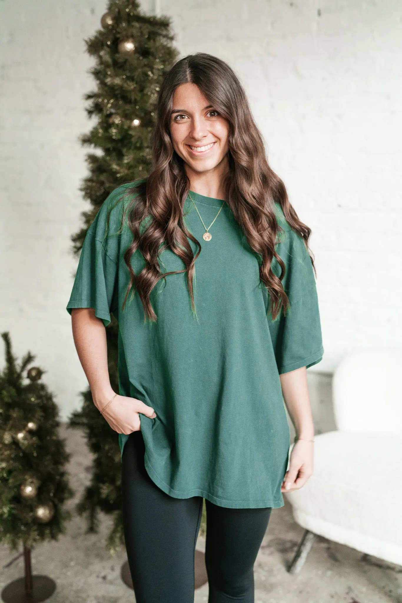 Lounge Around Mineral Wash Oversized Tee - Green