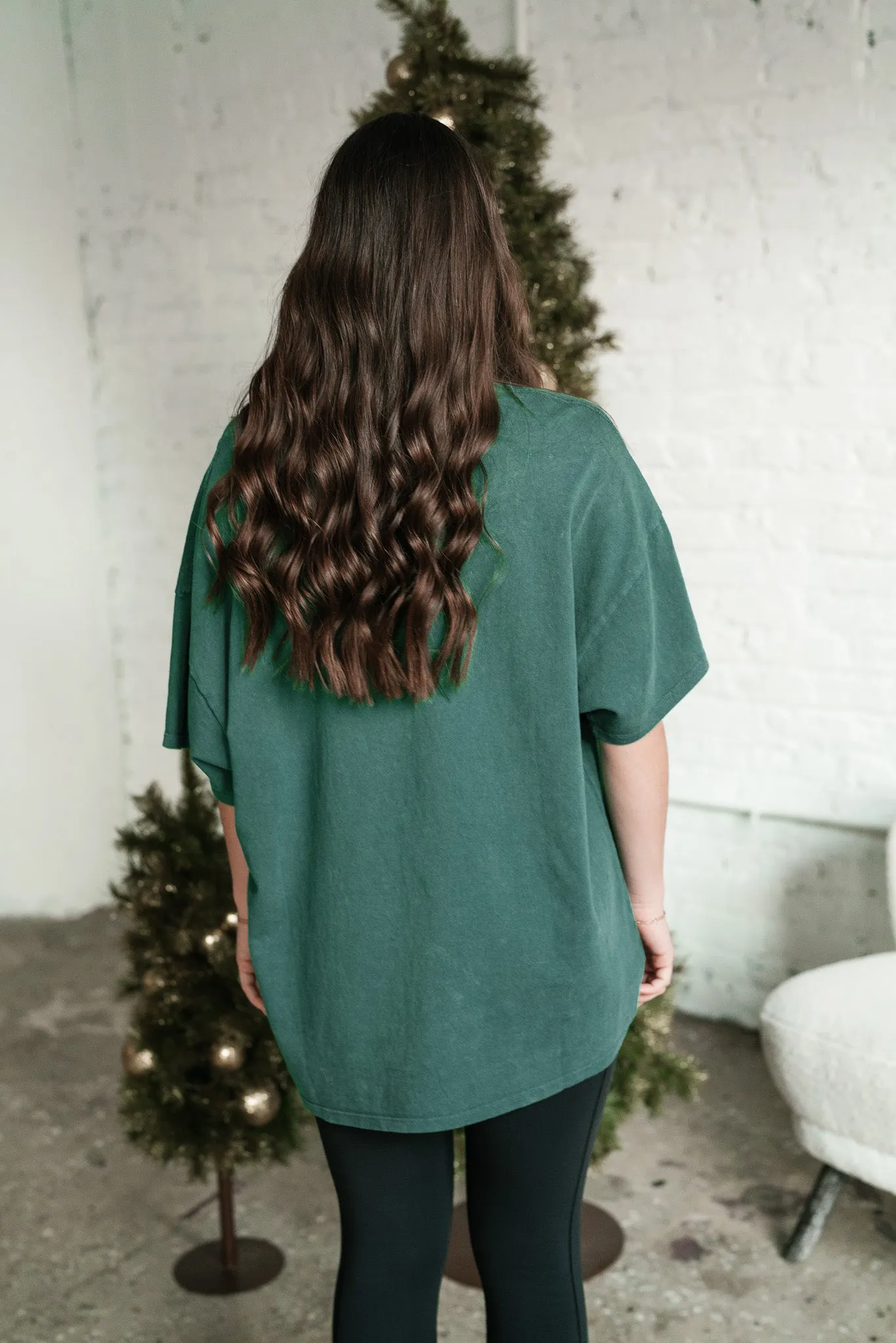 Lounge Around Mineral Wash Oversized Tee - Green