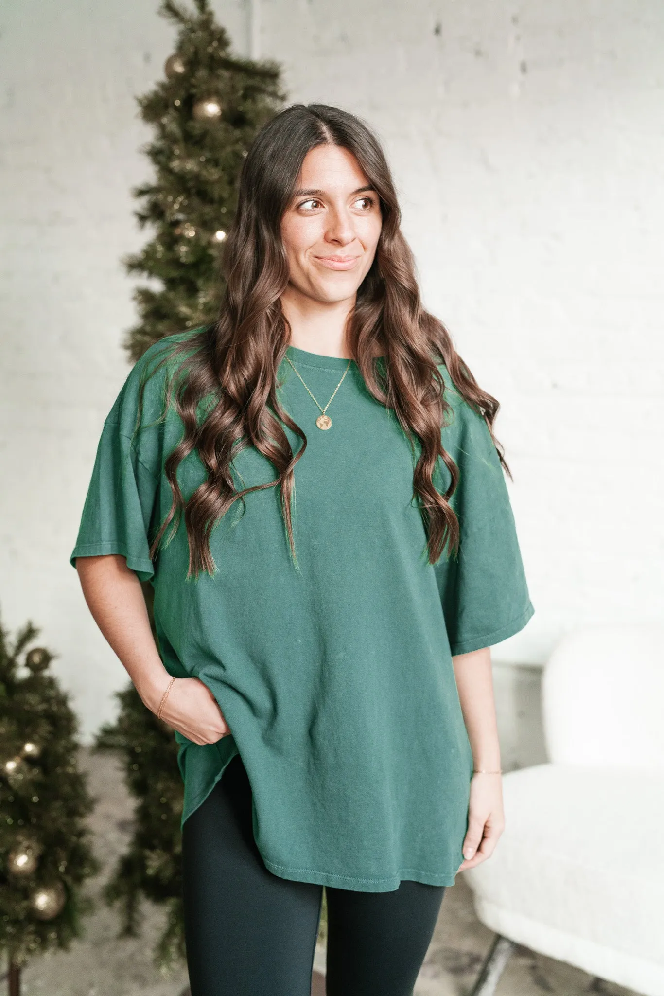 Lounge Around Mineral Wash Oversized Tee - Green