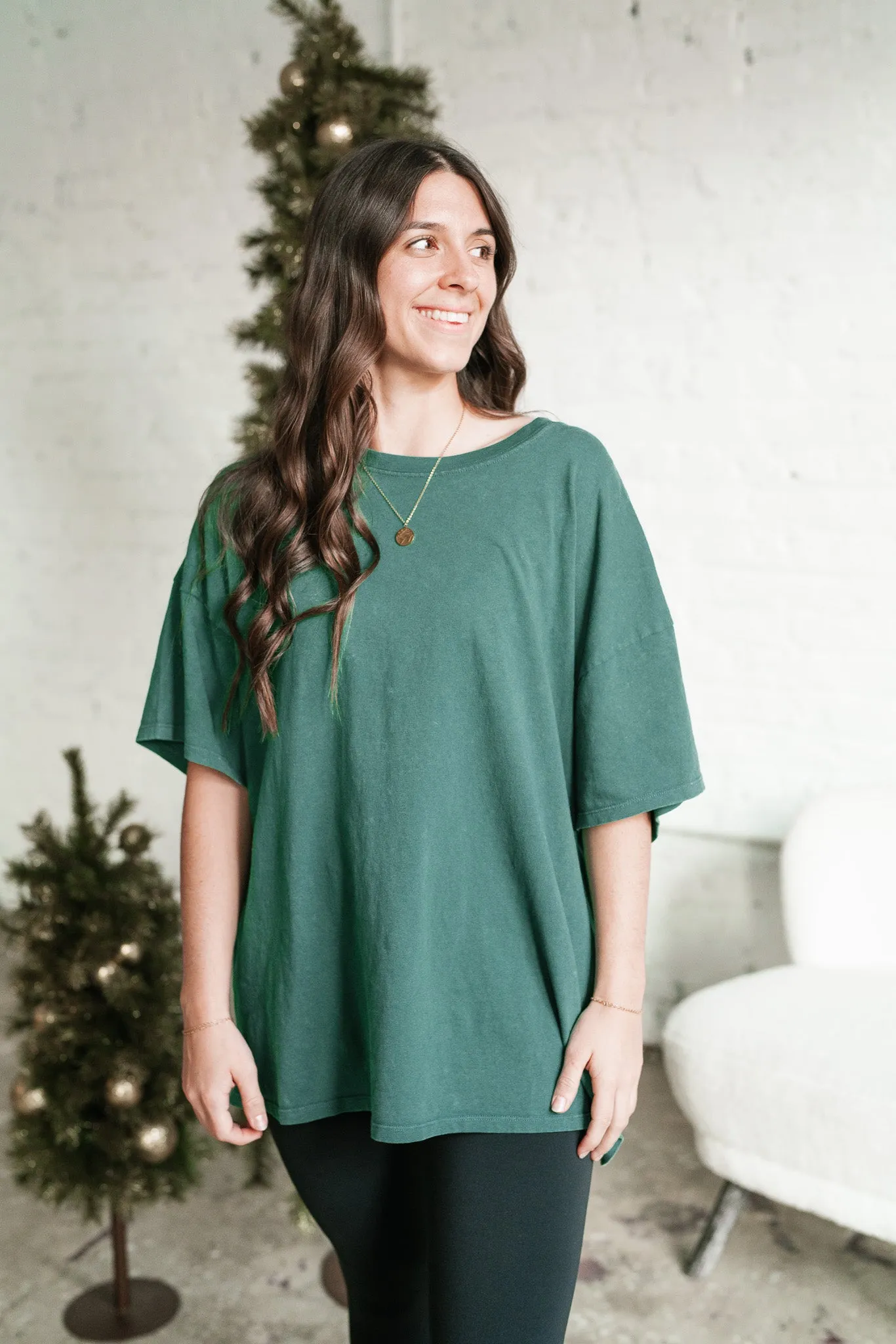 Lounge Around Mineral Wash Oversized Tee - Green