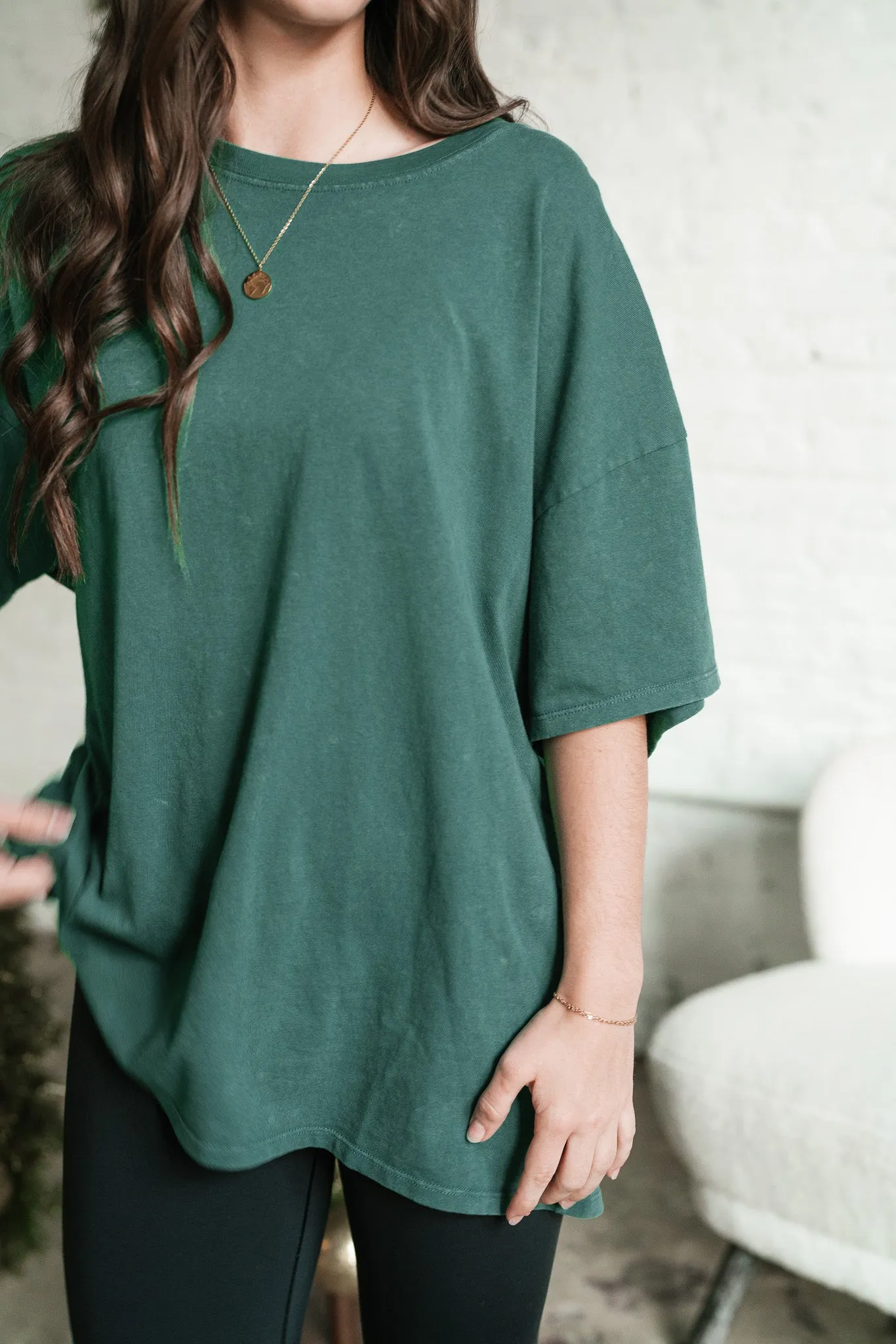 Lounge Around Mineral Wash Oversized Tee - Green