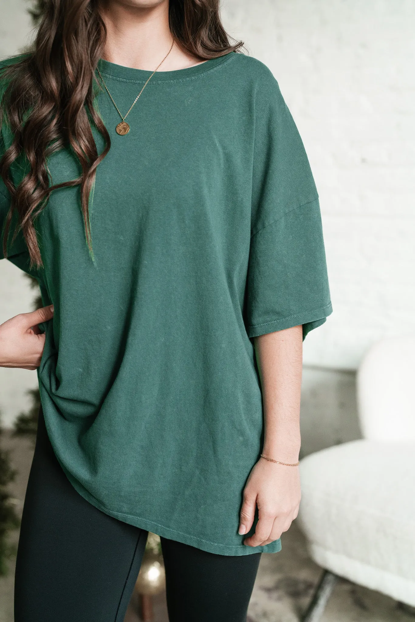 Lounge Around Mineral Wash Oversized Tee - Green