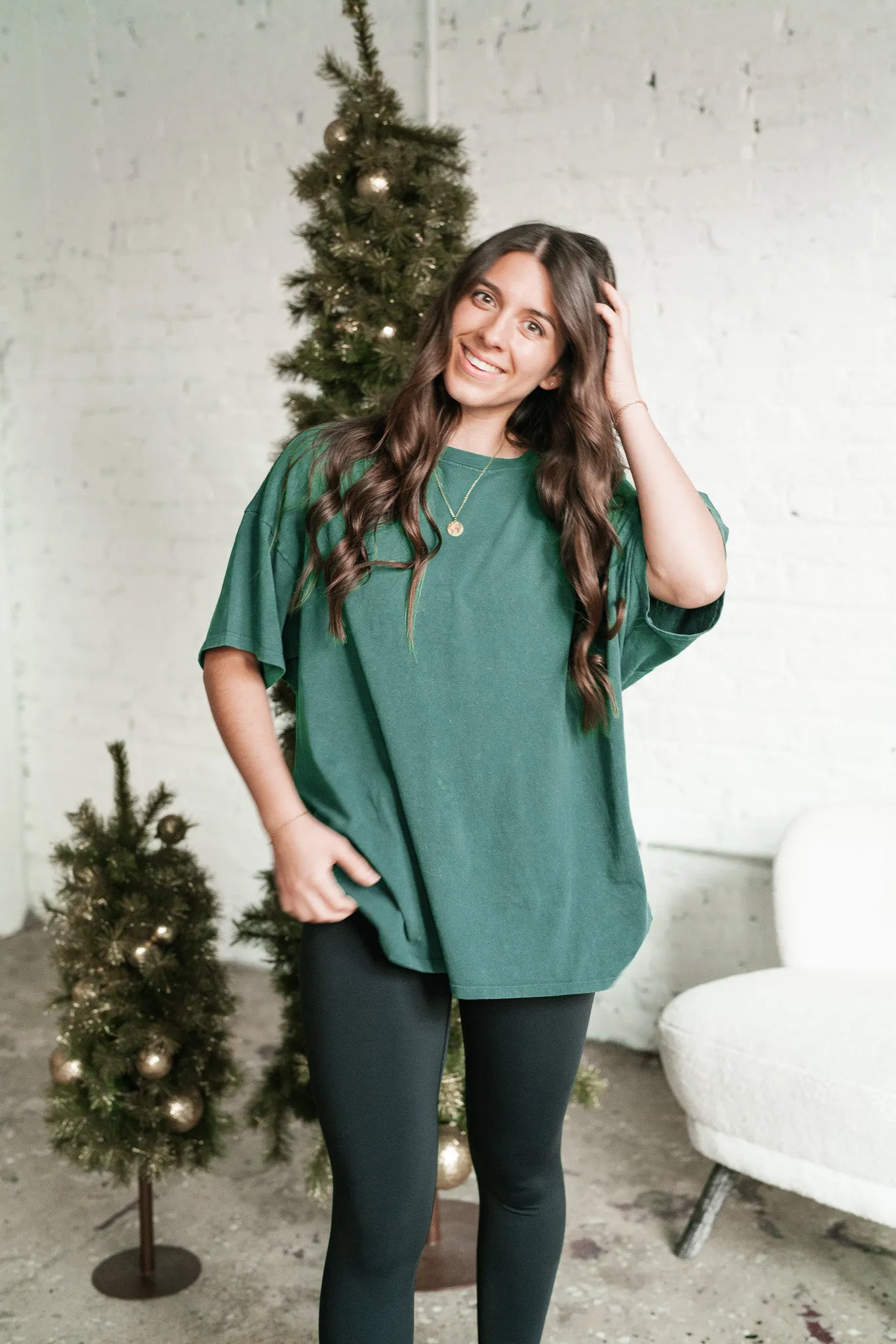 Lounge Around Mineral Wash Oversized Tee - Green