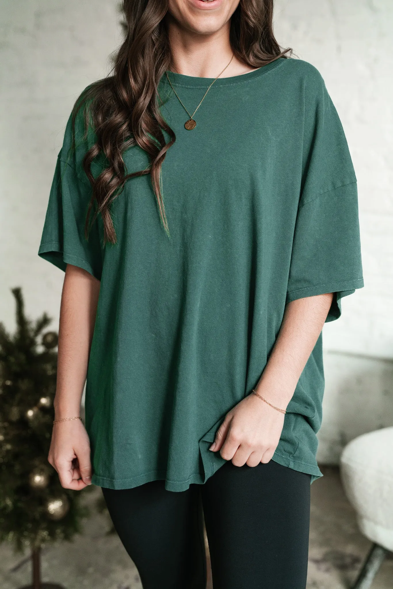 Lounge Around Mineral Wash Oversized Tee - Green