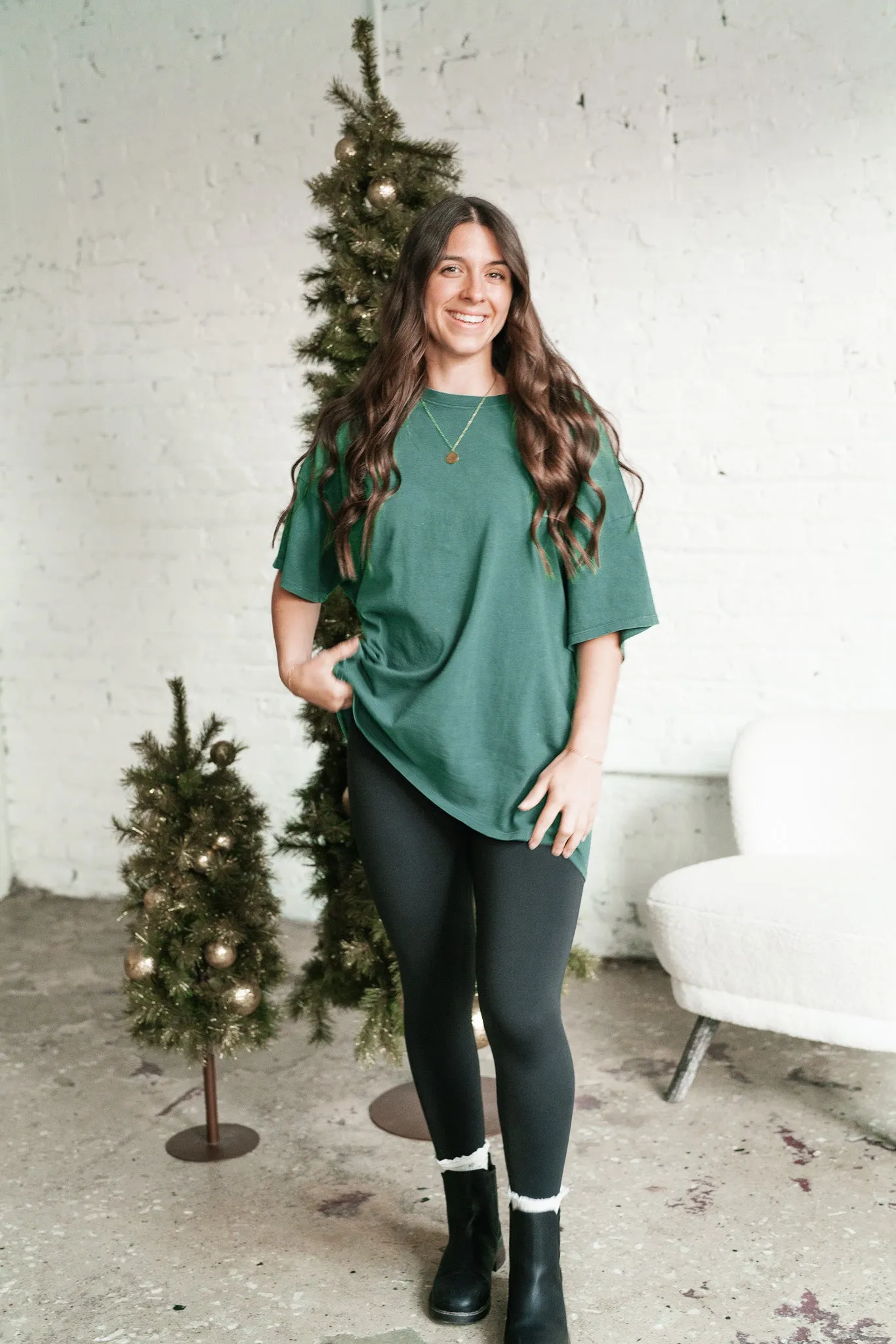 Lounge Around Mineral Wash Oversized Tee - Green