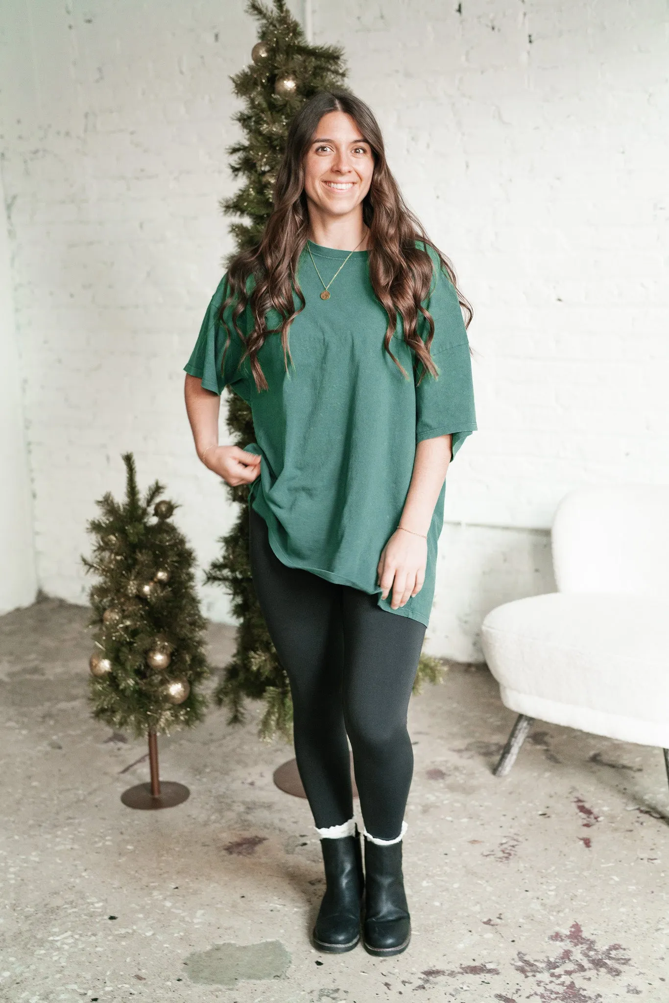 Lounge Around Mineral Wash Oversized Tee - Green