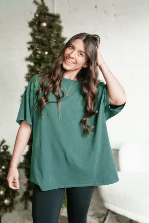 Lounge Around Mineral Wash Oversized Tee - Green