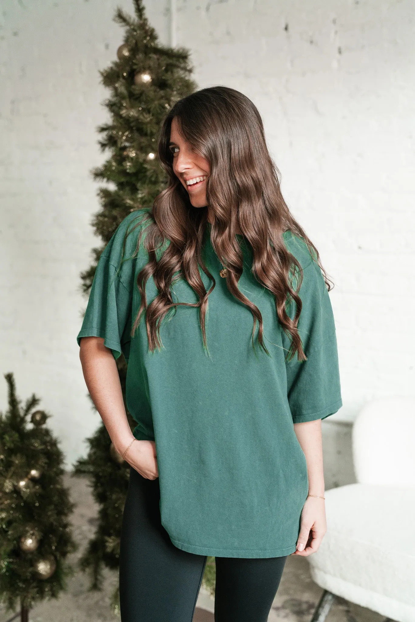 Lounge Around Mineral Wash Oversized Tee - Green