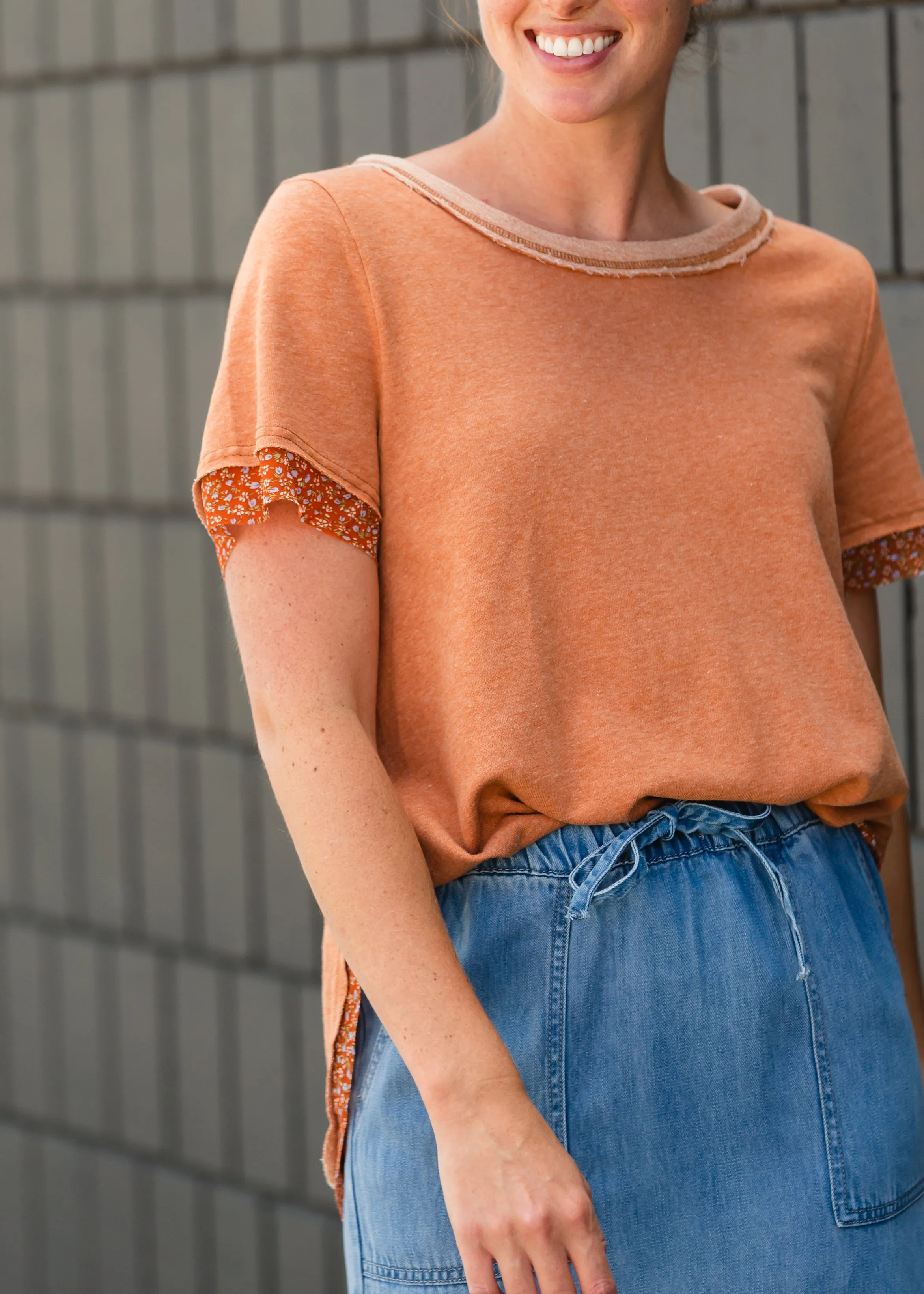 Maple Floral Hem Detail Top - FINAL SALE
