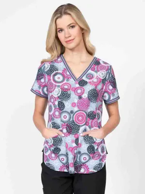 Meraki Sport Women's Print Scrub Top | Raspberry Splash