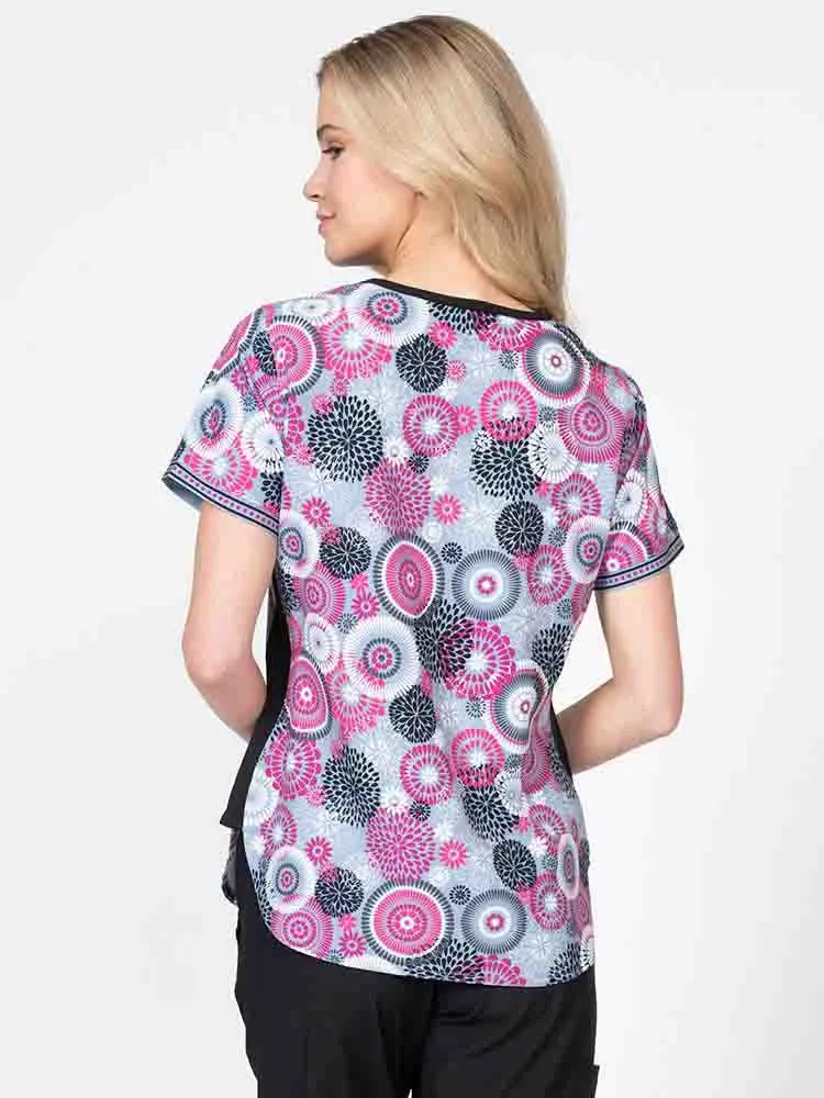 Meraki Sport Women's Print Scrub Top | Raspberry Splash