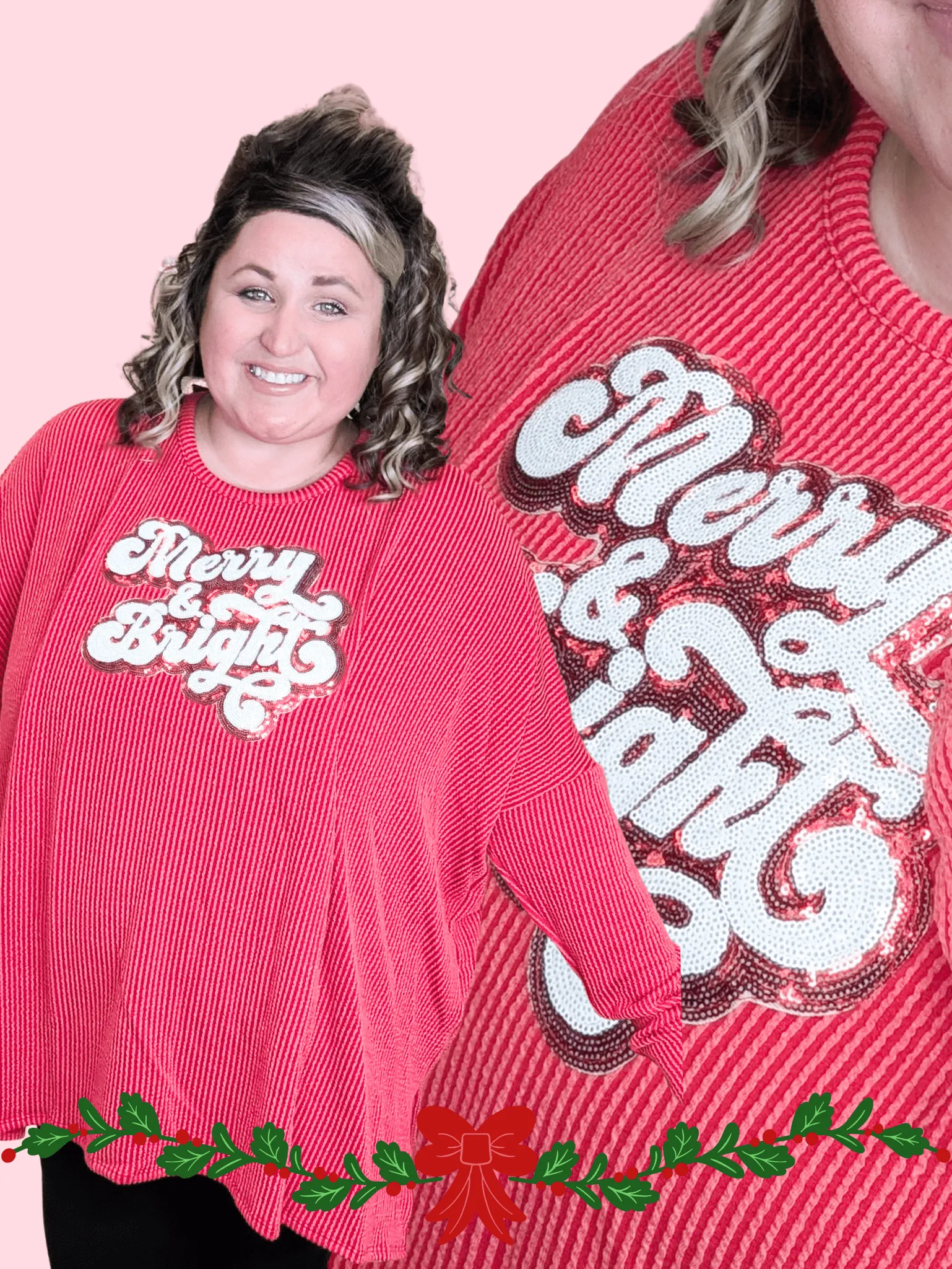 Merry & Bright Relaxed Ribbed Pullover