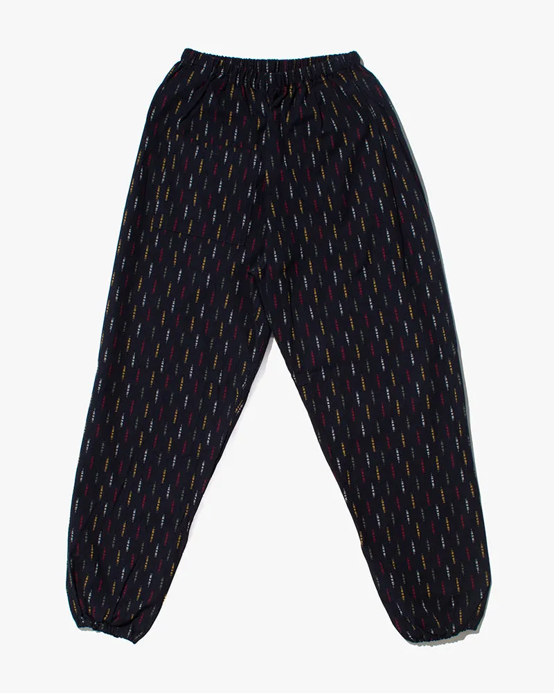 Monpe Pants, Women's, Indigo with Faded Multi Colored Block Shima