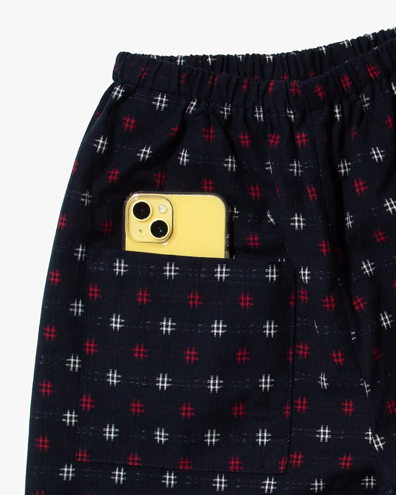 Monpe Pants, Women's, Indigo with Red and White Igeta
