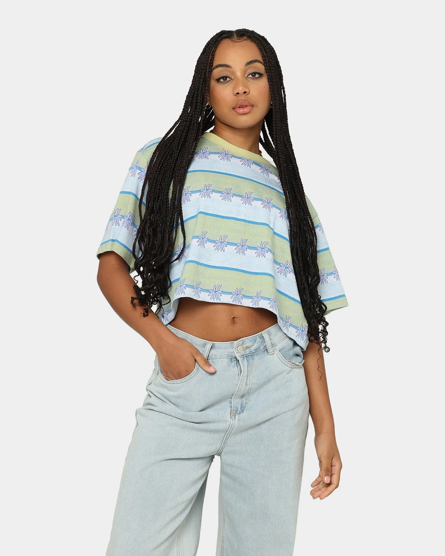 OBEY  Women's Dizzy Cropped T-Shirt	Aloe Multi