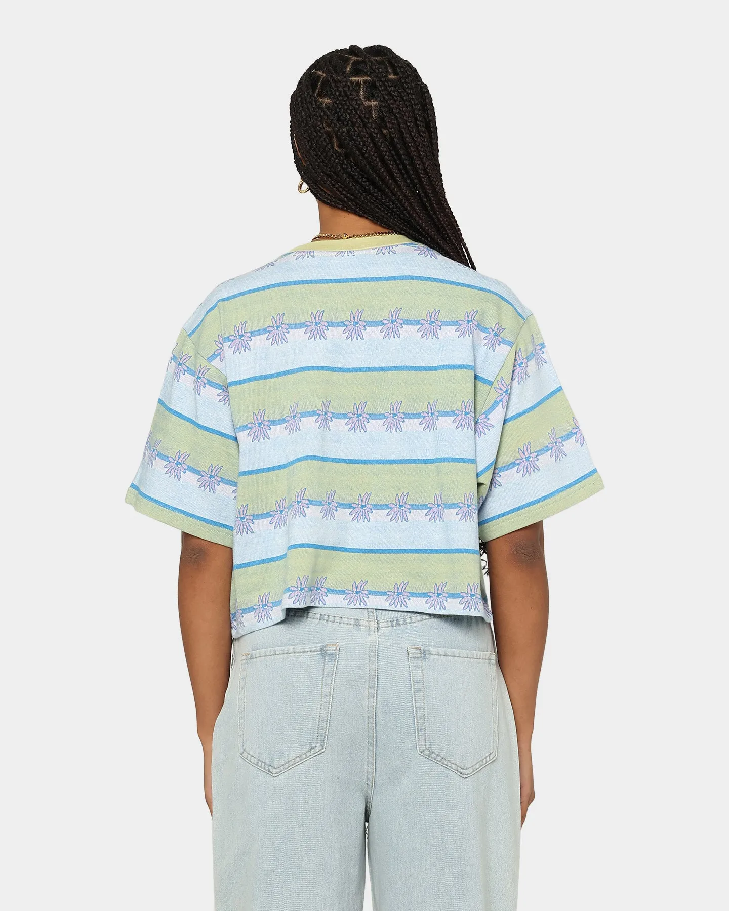 OBEY  Women's Dizzy Cropped T-Shirt	Aloe Multi