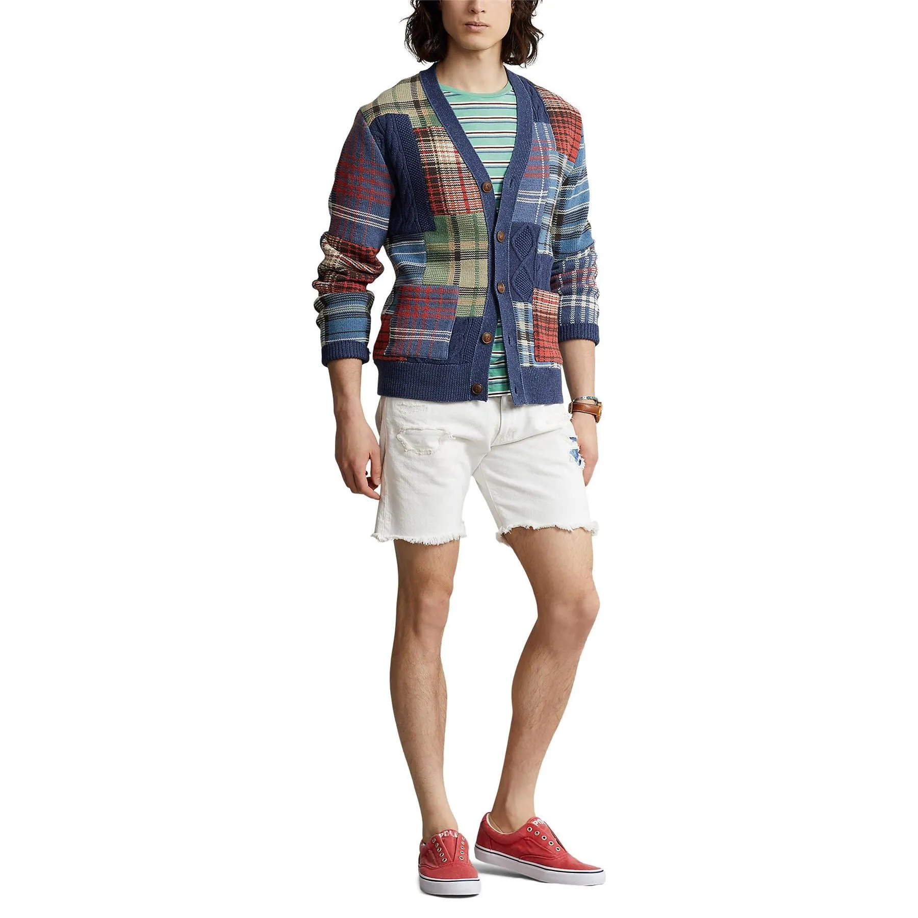Patchwork Cotton Cardigan Navy Multi - SS23