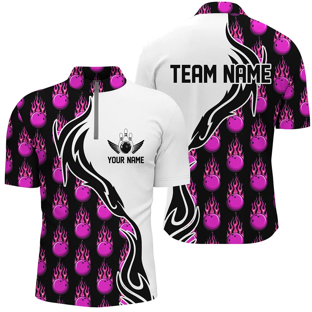 Personalized Flame Bowling Shirts For Men And Women, Bowling Ball Custom Bowling Team Shirt