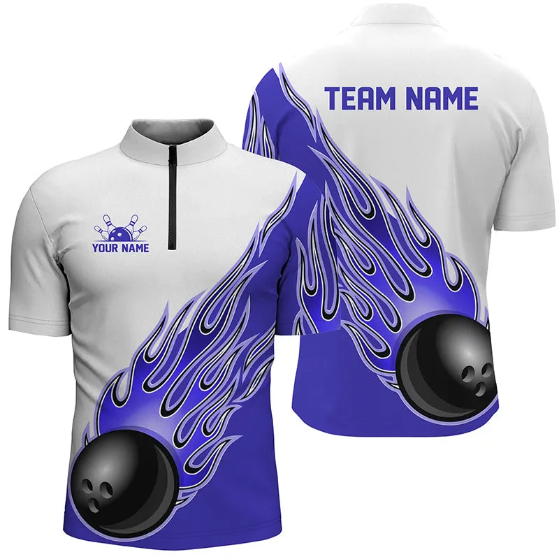 Personalized Flame Bowling Shirts For Men And Women, Bowling Ball Custom Bowling Team Shirt