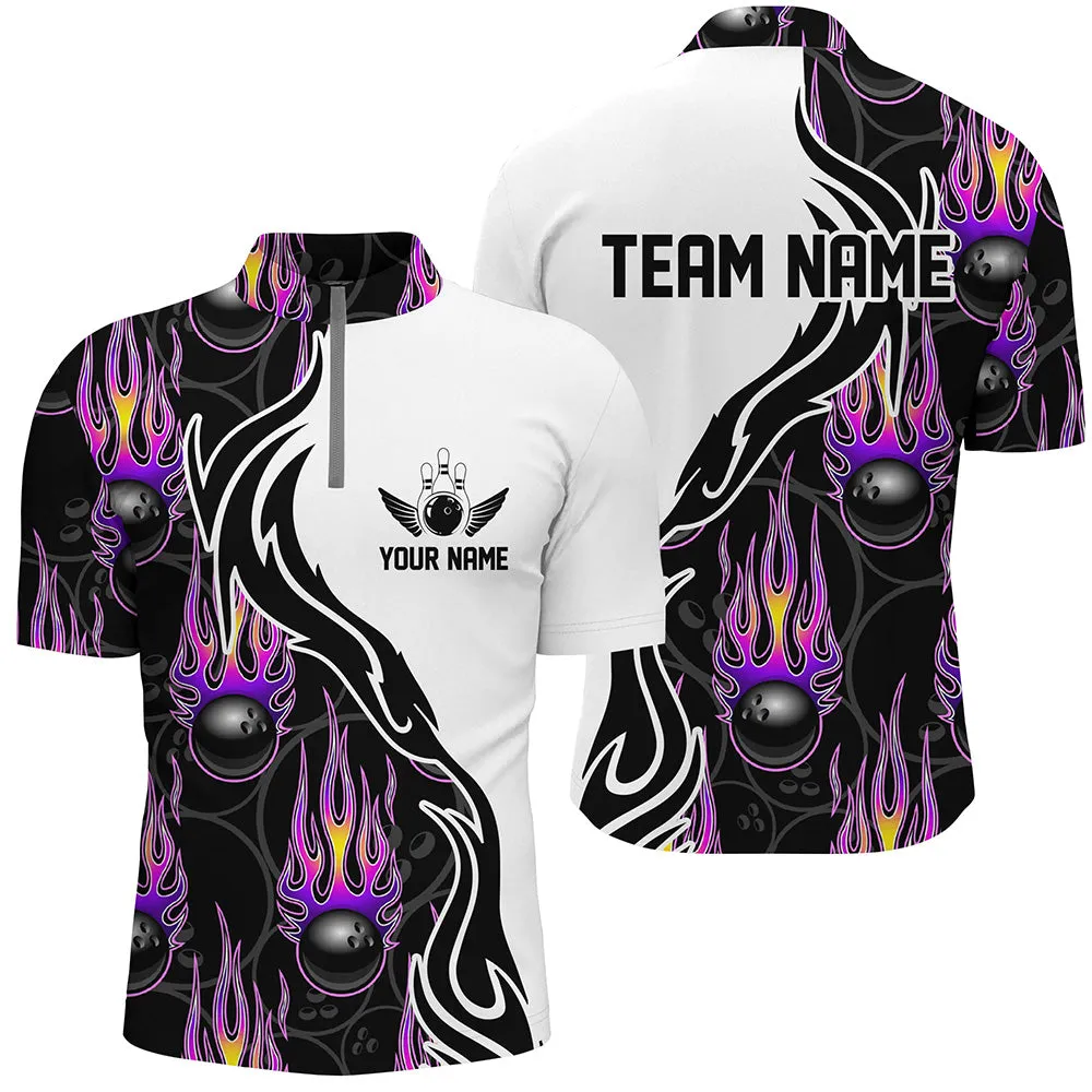 Personalized Flame Bowling Shirts For Men And Women, Bowling Ball Custom Bowling Team Shirt