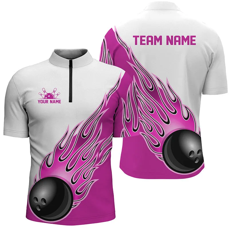 Personalized Flame Bowling Shirts For Men And Women, Bowling Ball Custom Bowling Team Shirt