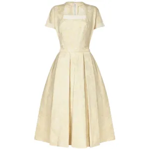 Pierre Balmain 1950s Haute Couture Cream Jacquard Two Piece Bridal Set