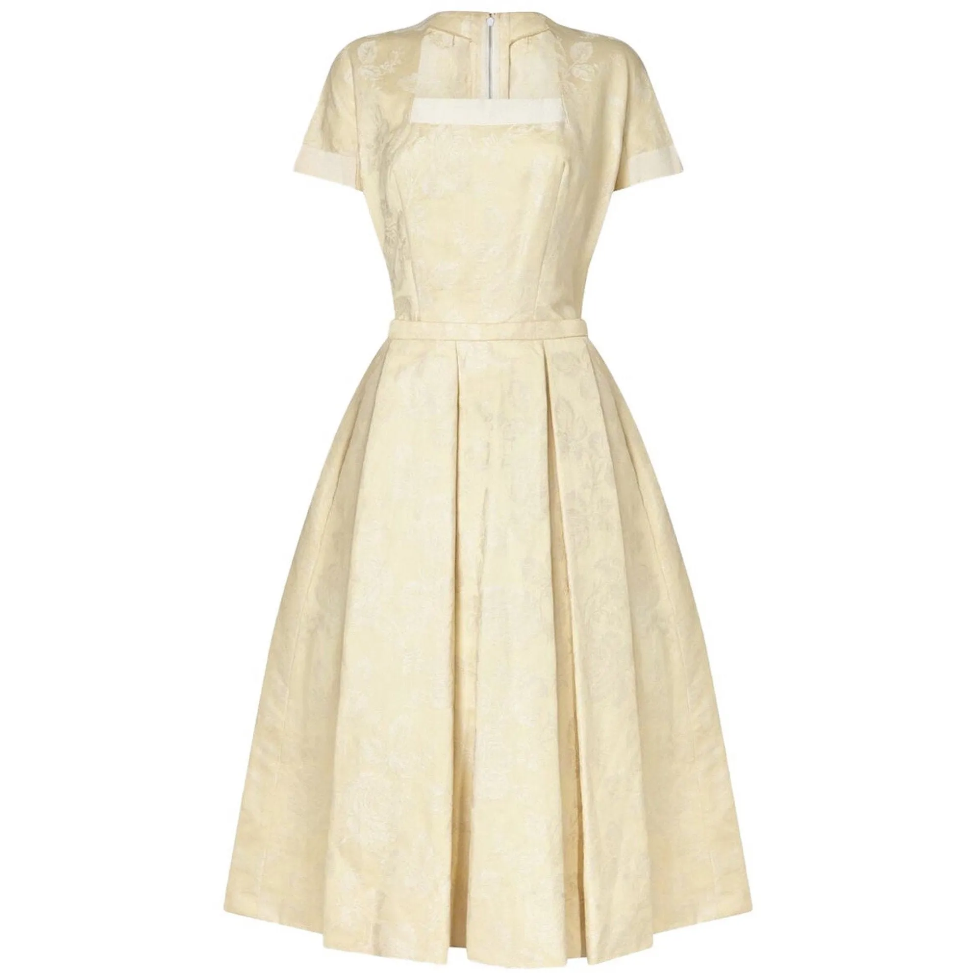 Pierre Balmain 1950s Haute Couture Cream Jacquard Two Piece Bridal Set