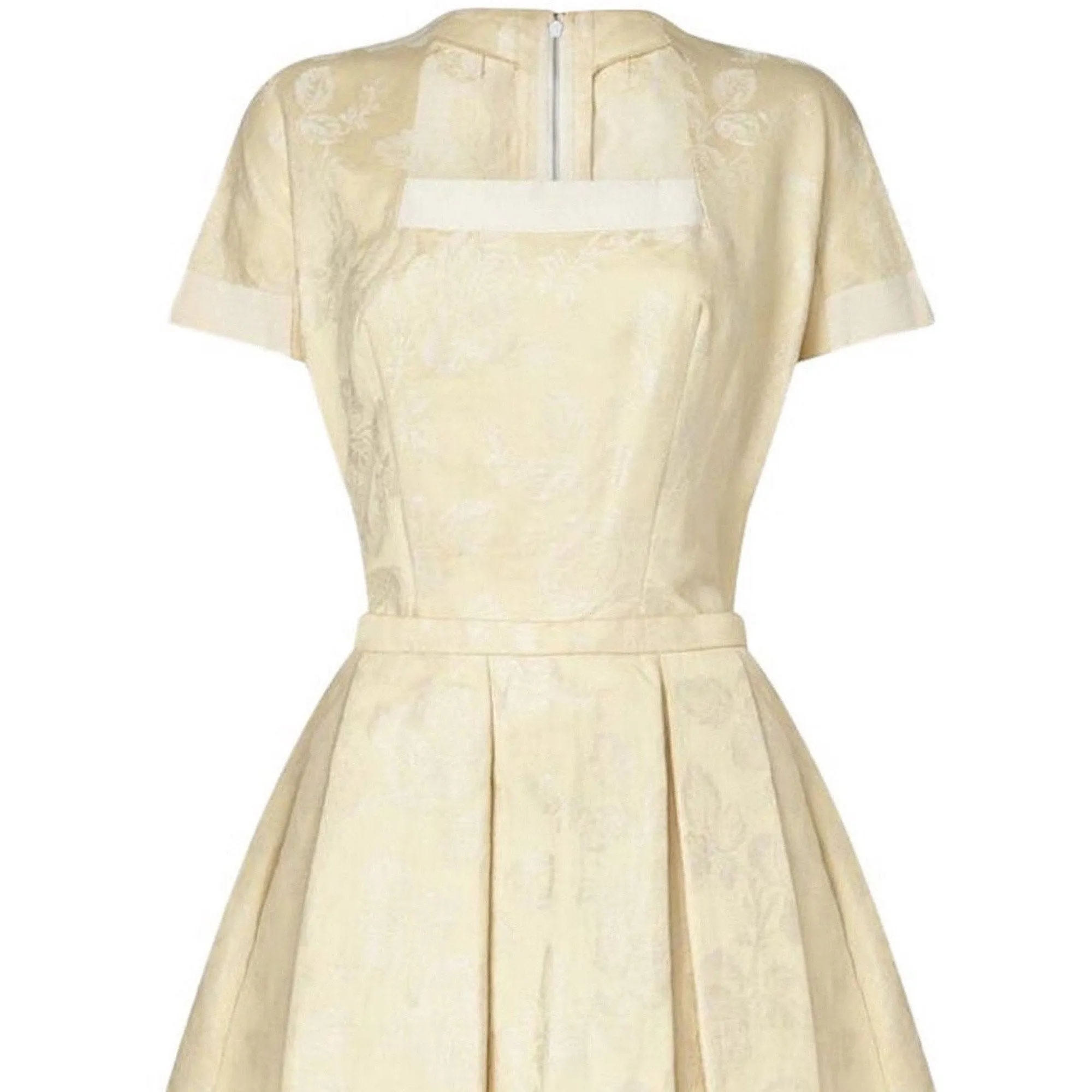 Pierre Balmain 1950s Haute Couture Cream Jacquard Two Piece Bridal Set
