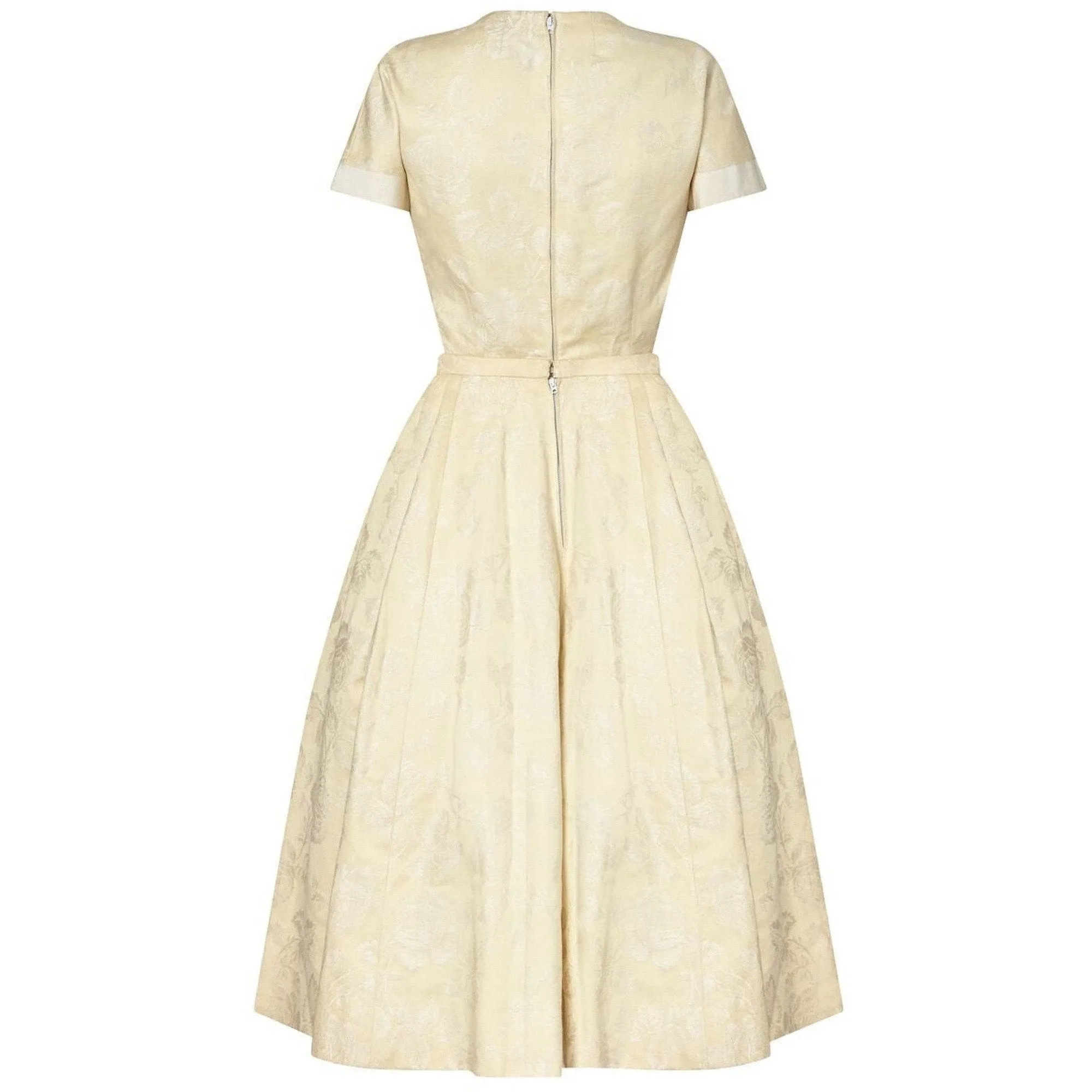 Pierre Balmain 1950s Haute Couture Cream Jacquard Two Piece Bridal Set