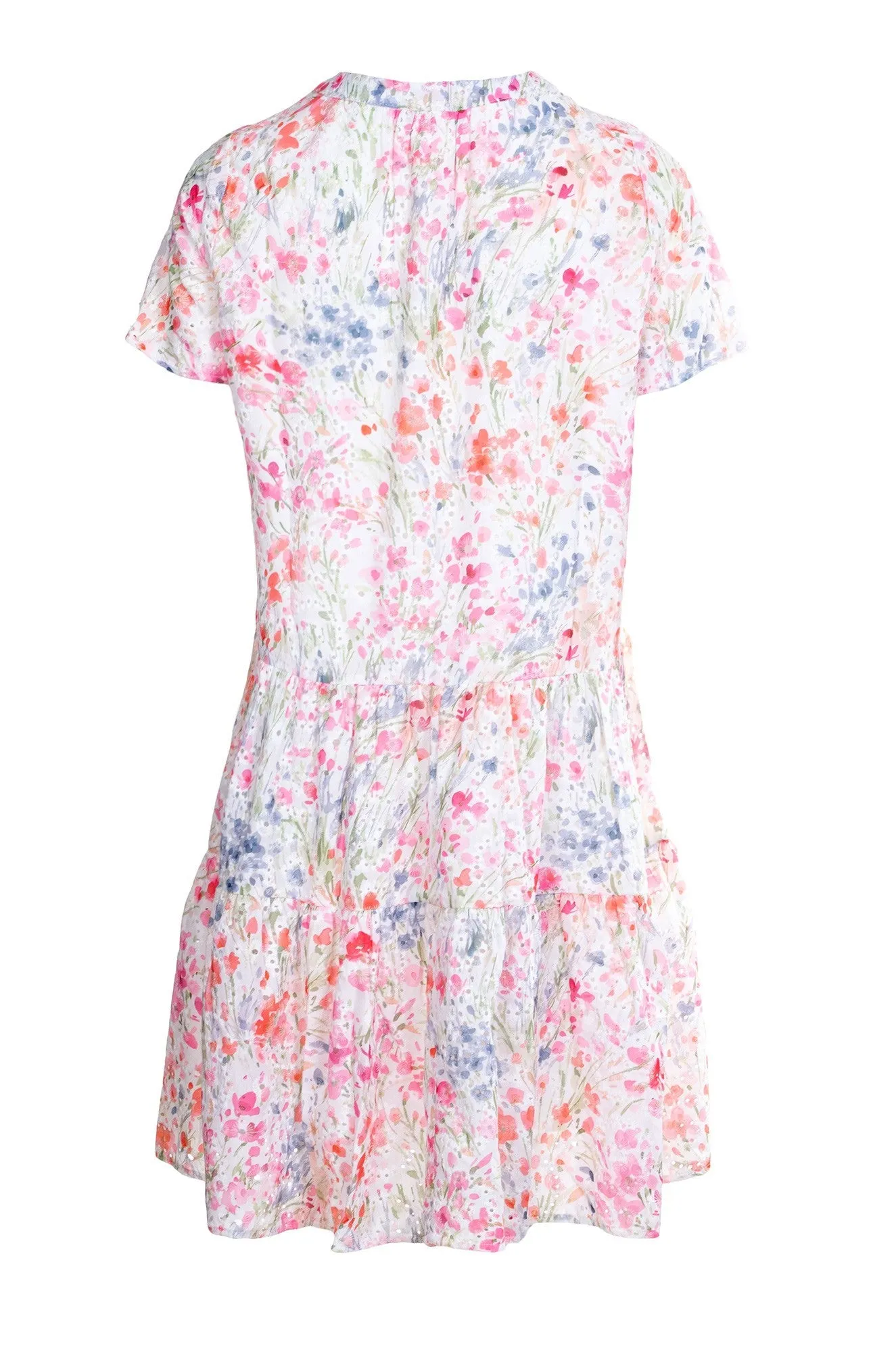 Printed Dress with nehru collar | PINK WATERCOLOUR | 8402A1