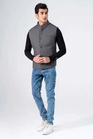 Quilted Textured Jacket Charcoal