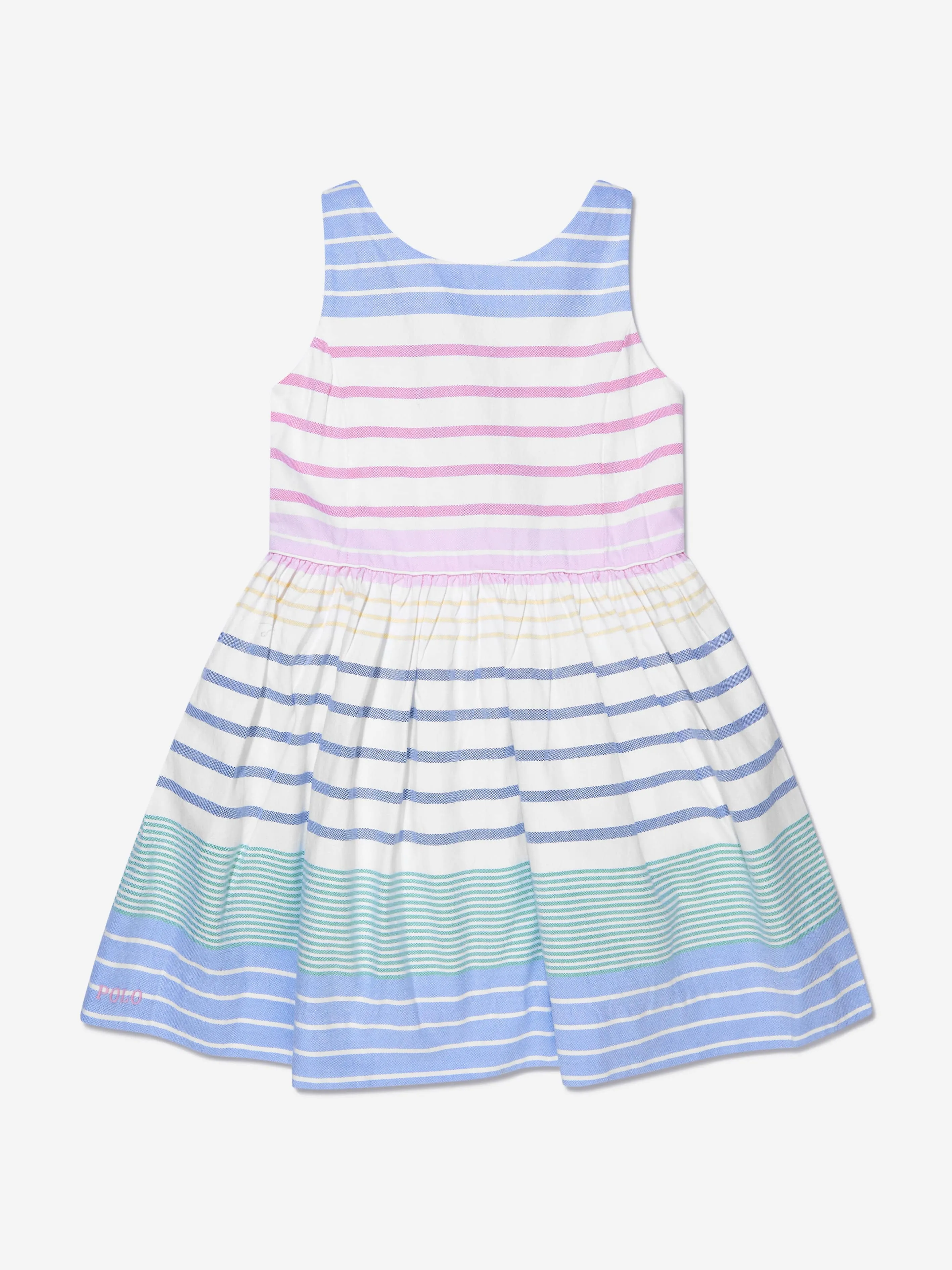 Ralph Lauren Girls Cotton Striped Fit And Flare Dress
