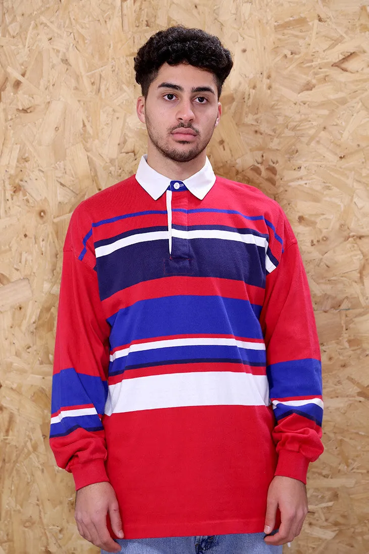 Red and Blue Striped Rugby Shirt