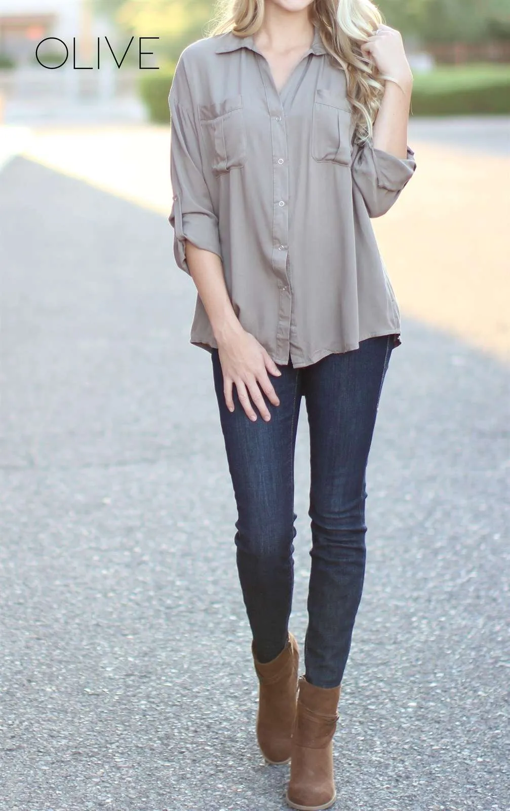 Relaxed Roll Sleeve Blouse | S-XL