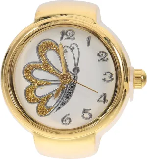 Ring Watch - Gold Butterfly Shape, Women's Vintage Round Quartz Ring Watch, Suitable for Wedding Valentine's Day Daily Wear