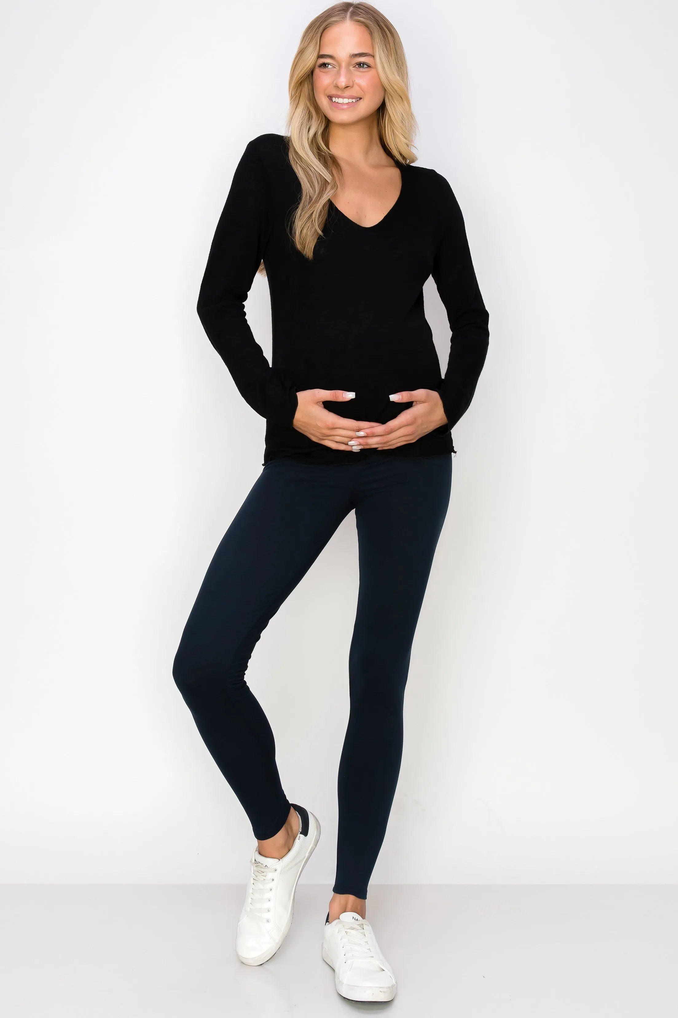 Rosalie Slub Long Sleeve Scoop Neck Top