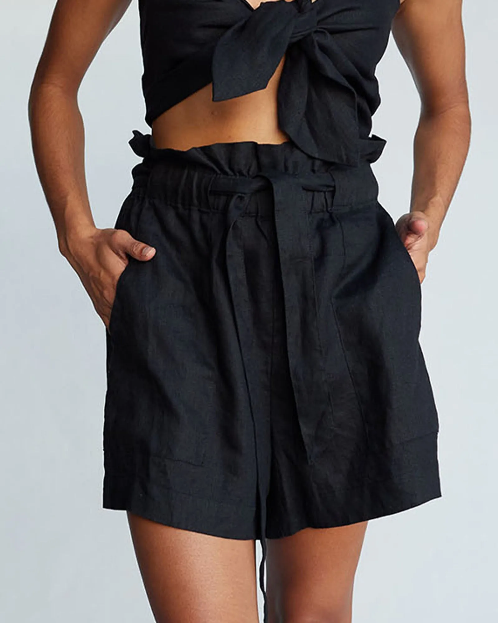 Sahara Linen Shorts - Black