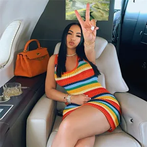 Sensually Casual Knit Crop Top and Bodycon Mini Skirt Dress