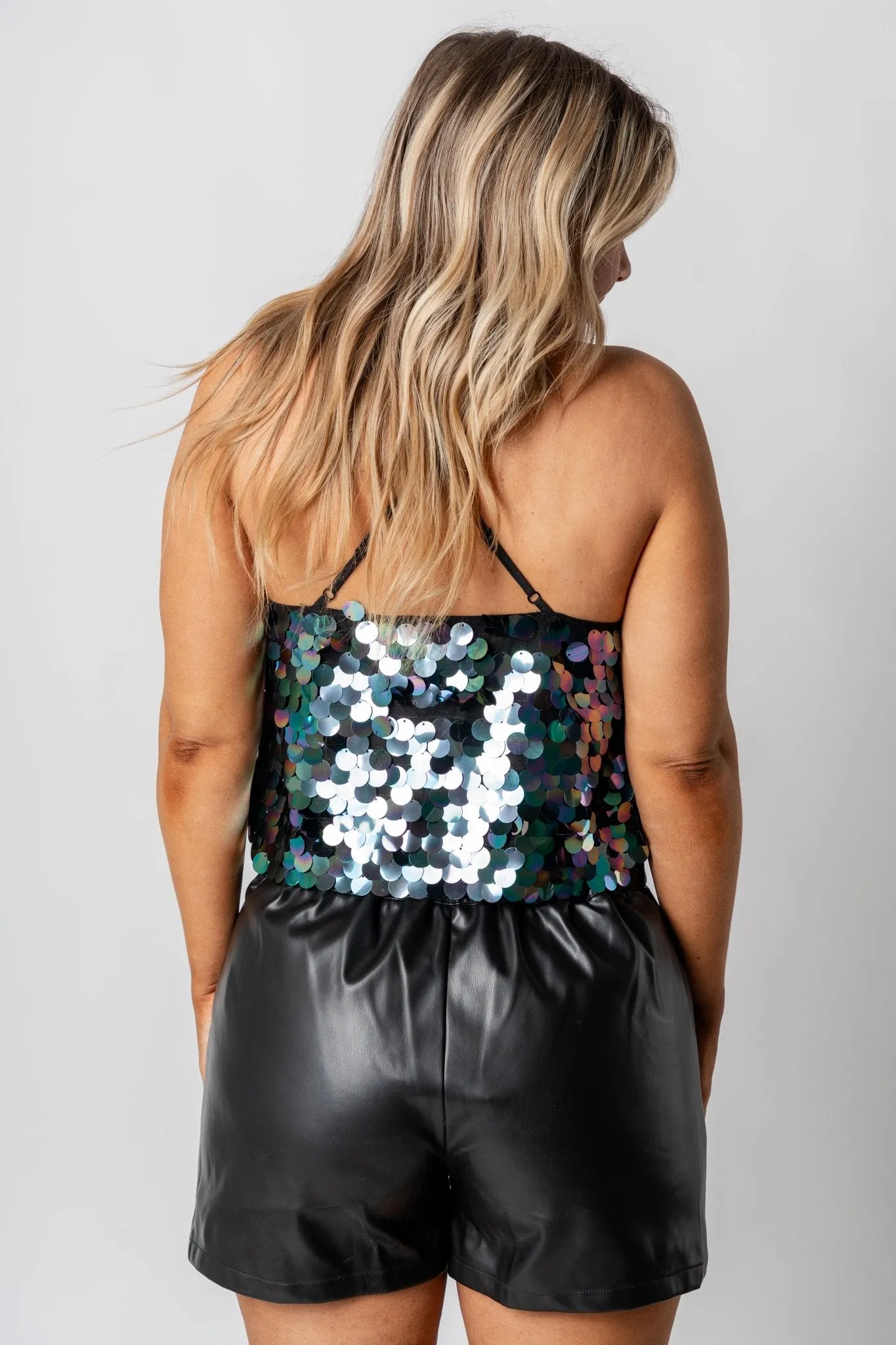 Sequin crop top black