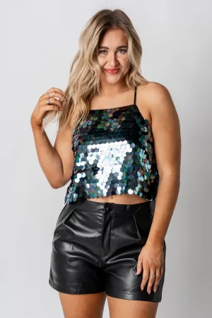 Sequin crop top black