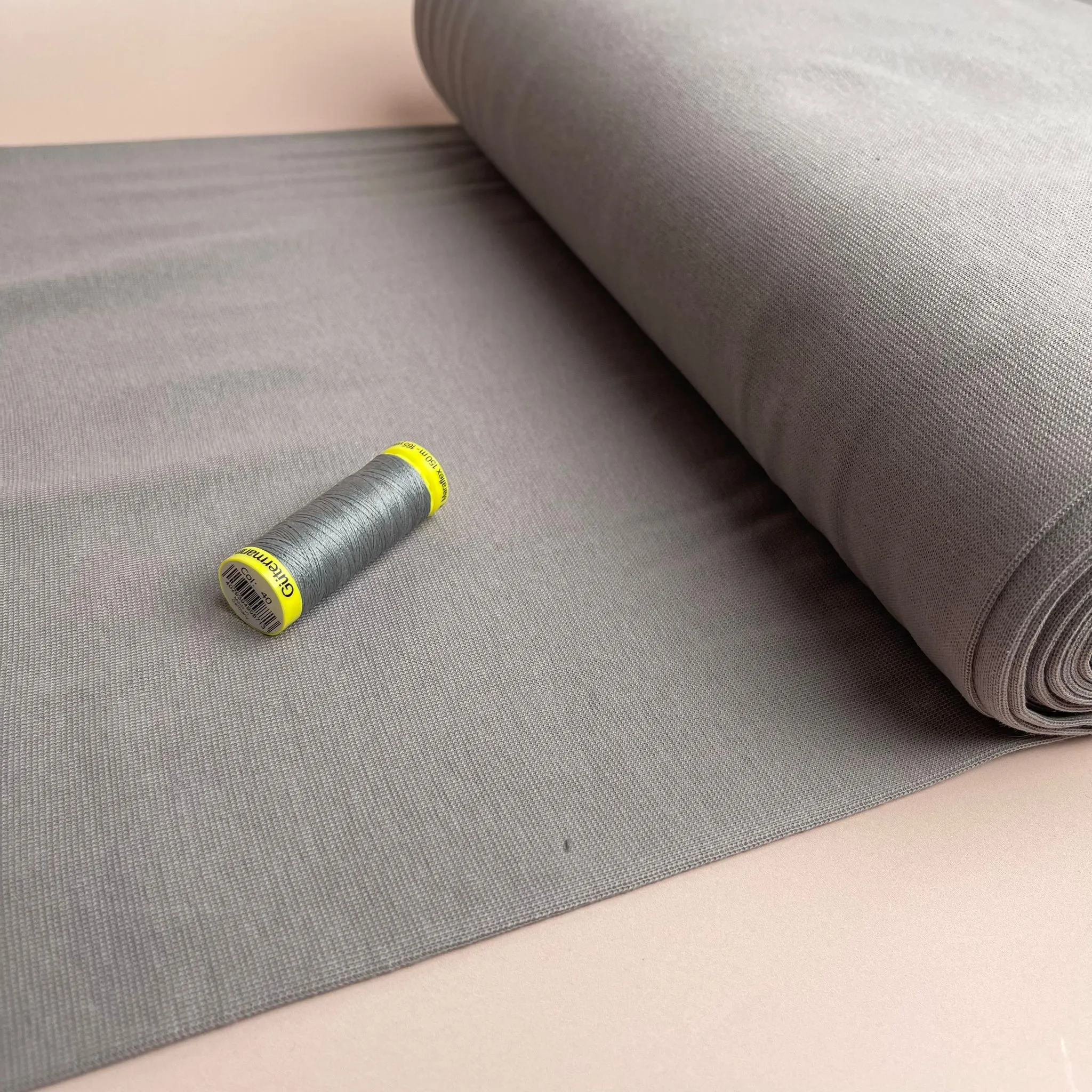 Silver Grey Organic Tubular Cuff Ribbing