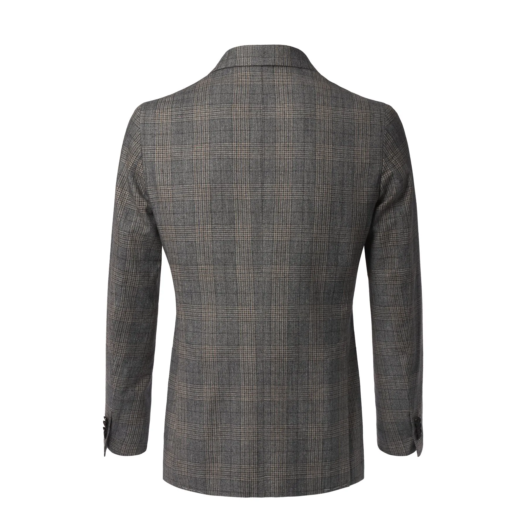 Single-Breasted Glencheck Wool and Silk-Blend Jacket in Light Grey. Exclusively Made for Sartale