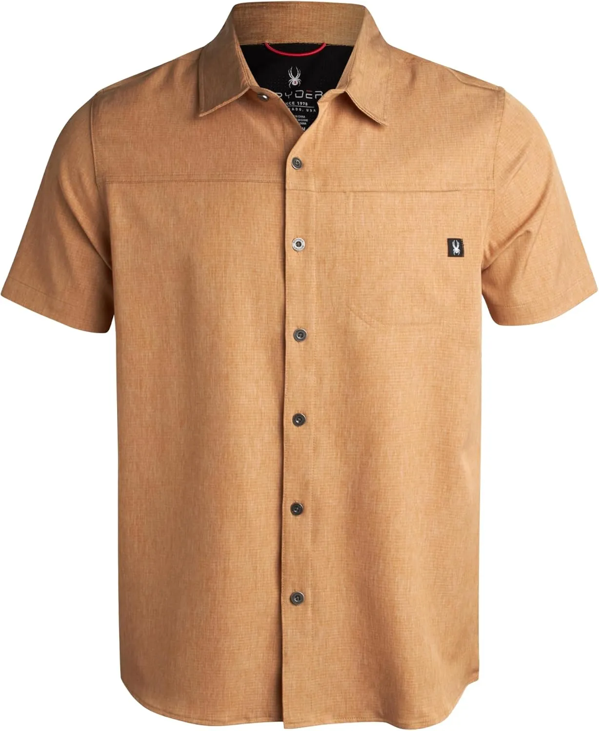Spyder Mens Short Sleeve Button Down Shirts - Casual Collared Wrinkle Free Dress Shirts for Men - Travel, Office & Daily Wear