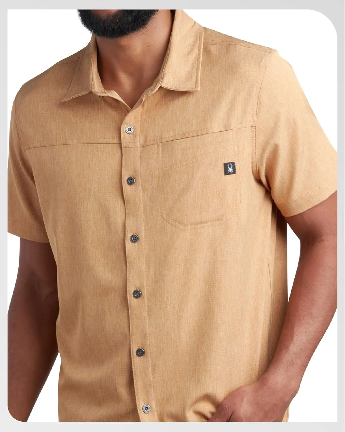 Spyder Mens Short Sleeve Button Down Shirts - Casual Collared Wrinkle Free Dress Shirts for Men - Travel, Office & Daily Wear