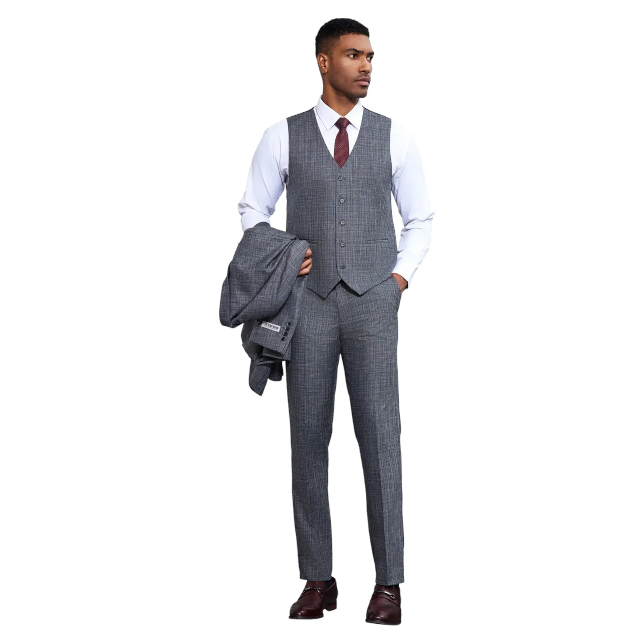 STACY ADAMS: Solid Texture 3pc. Suit SM173H