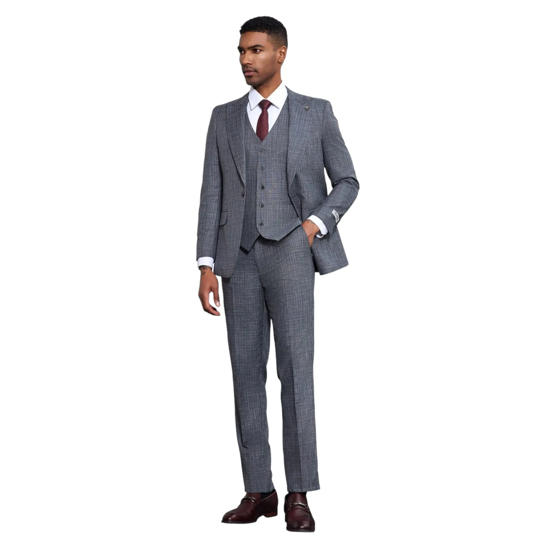 STACY ADAMS: Solid Texture 3pc. Suit SM173H